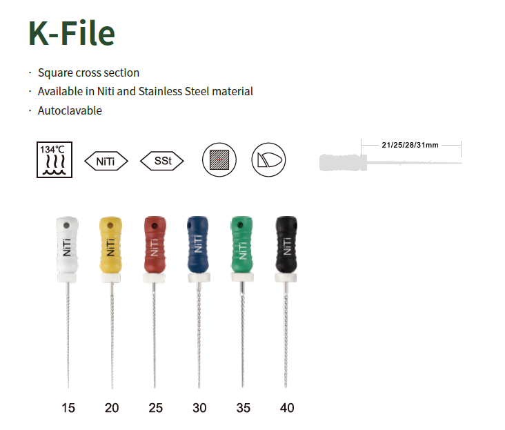 Superfile, Niti Hand Use K File,31mm,6pcs/blister